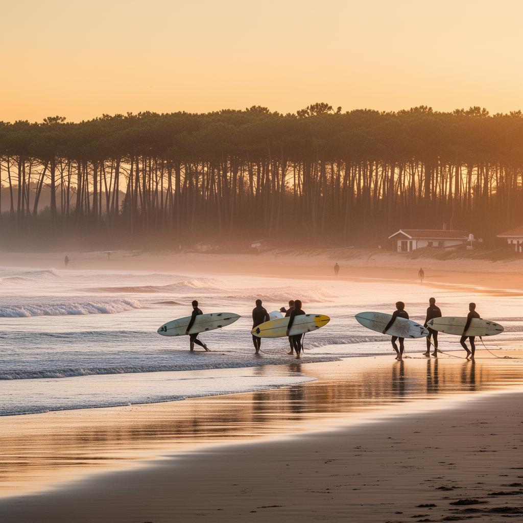 Surfistas na praia de Hossegor