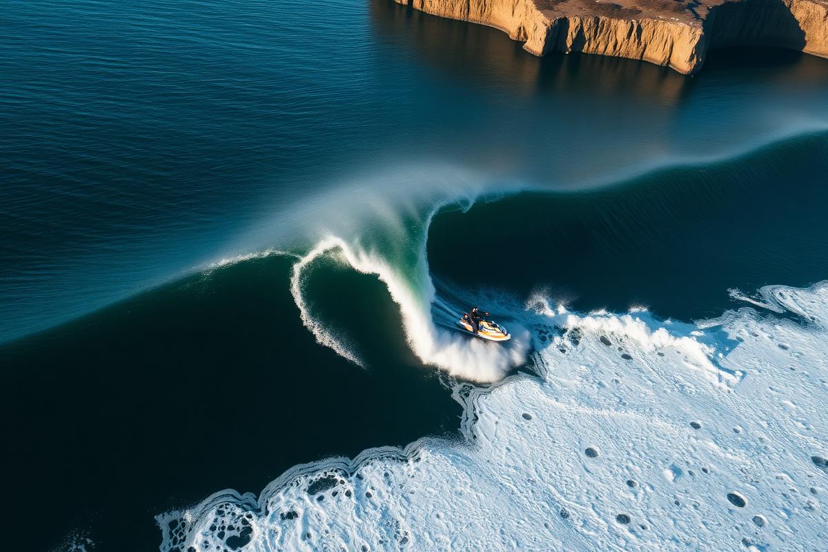 Mavericks lineup with jetski
