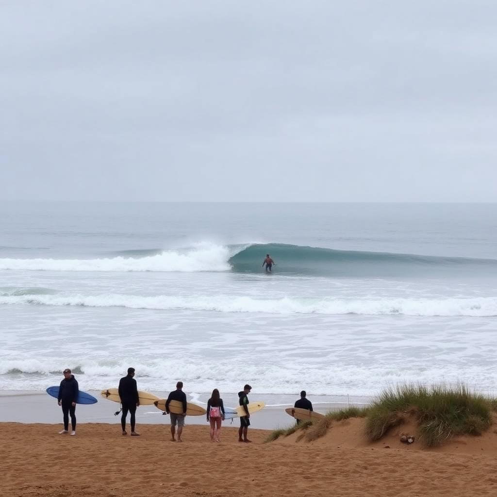 Surfistas no estuário
