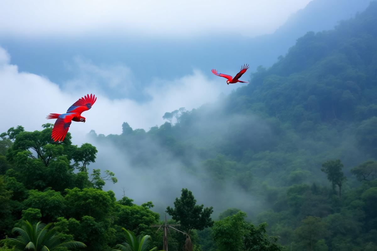 Scarlet macaws Corcovado
