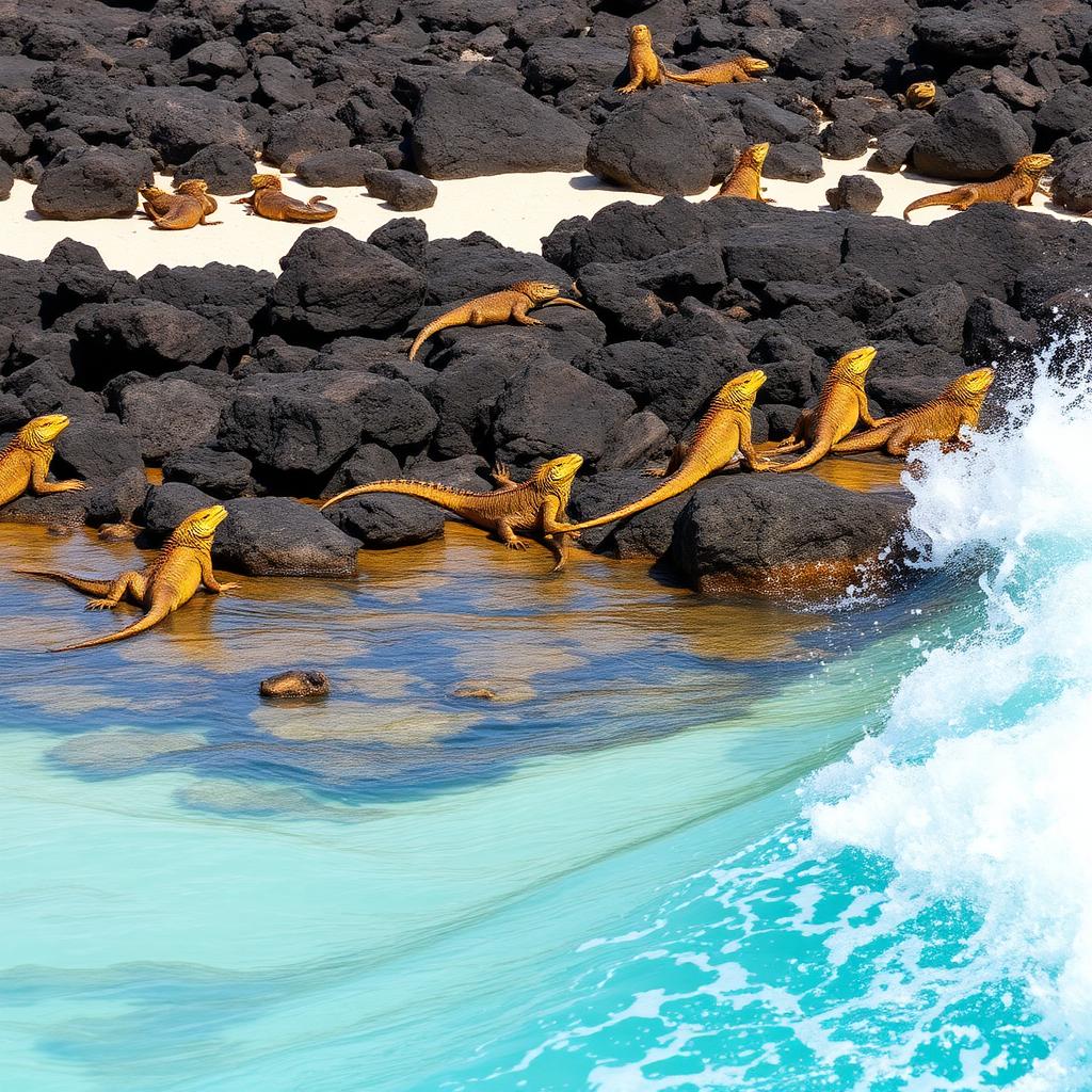 Marine iguanas La Loberia