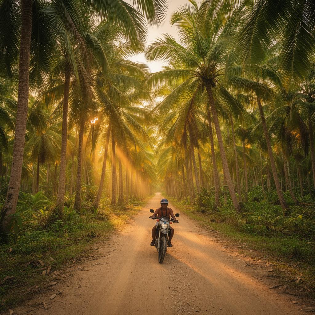 Strada di palme da cocco a Siargao